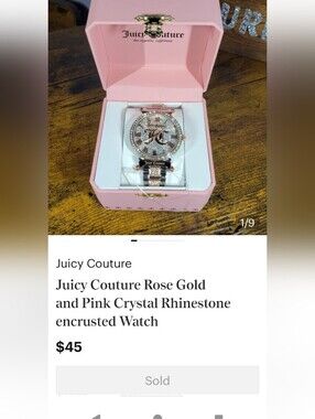 Juicy Couture Rose Gold and Pink Crystal Rhinestone encrusted Watch
